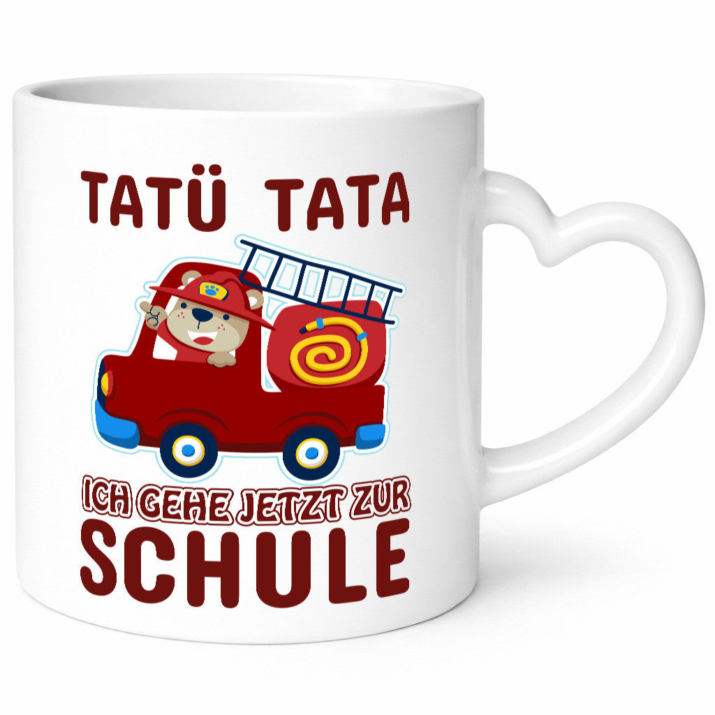 Bär in Feuerwehrauto | Tatü Tata Einschulung Tasse Humor Geschenkidee