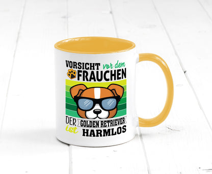 Vorsicht vor dem Frauchen Golden Retriever ist Harmlos lustiger Spruch Geschenk