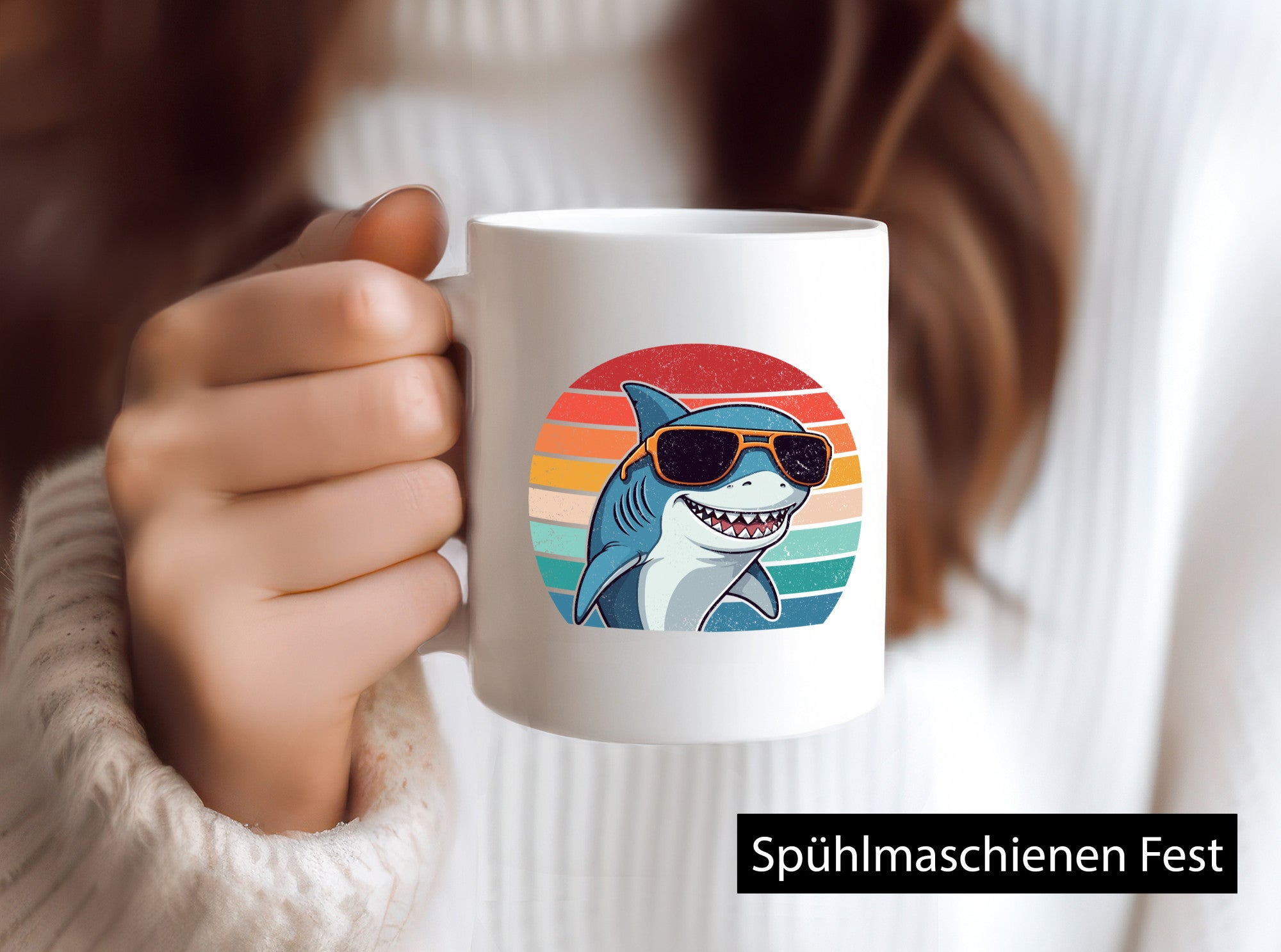 Retro Hai | in Sonnebrille Sunset v2 lustiger Spruch Geschenk Humor