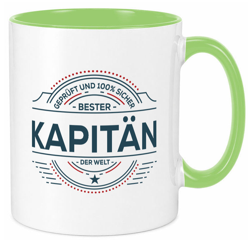 Geprüft und sicher: Kapitän | Schiffskapitän Schiff lustiger Spruch Geschenk Tasse
