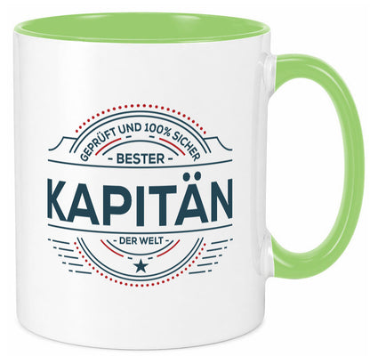 Geprüft und sicher: Kapitän | Schiffskapitän Schiff lustiger Spruch Geschenk Tasse