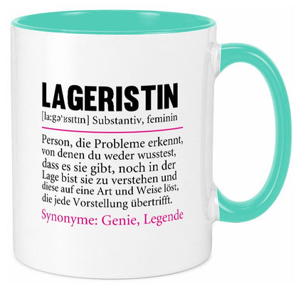 Lageristin | Spruch Beruf Lager Arbeiterin Geschenk Arbeit Kollegen Büro Tasse