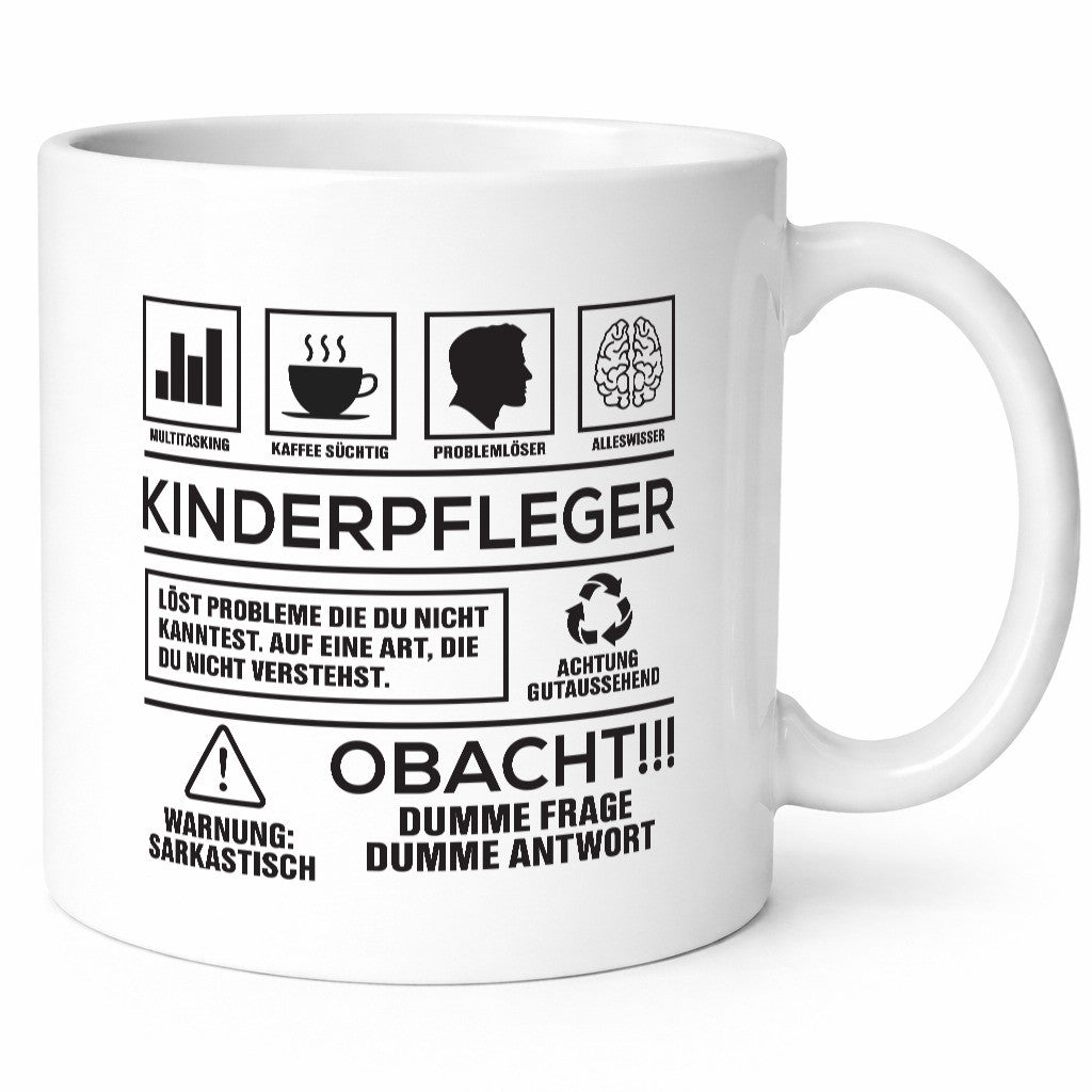 Achtung Probleme Kinderpfleger | Pfleger Kinder Geschenkidee Humor Tasse