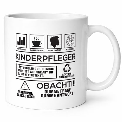 Achtung Probleme Kinderpfleger | Pfleger Kinder Geschenkidee Humor Tasse