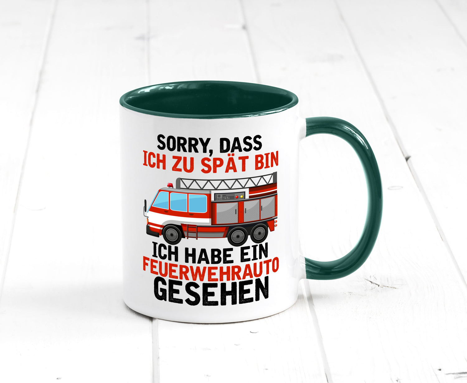 Ich hab ein feuerwehrauto gesehen | lustig Humor Geschenkidee Geschenk Tasse