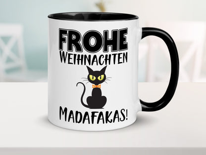Frohe Weihnachten Madafakas! | Katze Tasse Vintage lustiger Spruch Geschenk