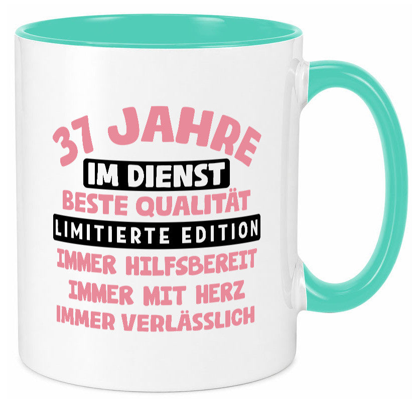 37 Jahre im Dienst | Jubiläum Arbeit v11 lustig Kollegen Büro Geschenk Tasse