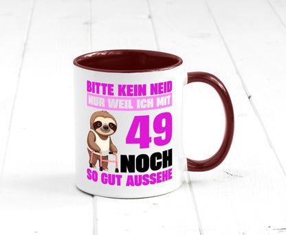 49. Geburtstag | Bitte kein neid Faultier 49 Jahre Humor Geschenkidee Tasse