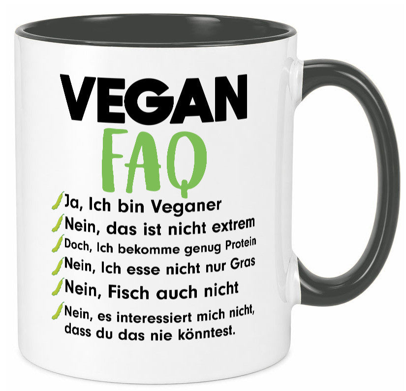 Vegan FAQ | Veganer Lifestyle Ich liebe Humor Geschenkidee Tasse