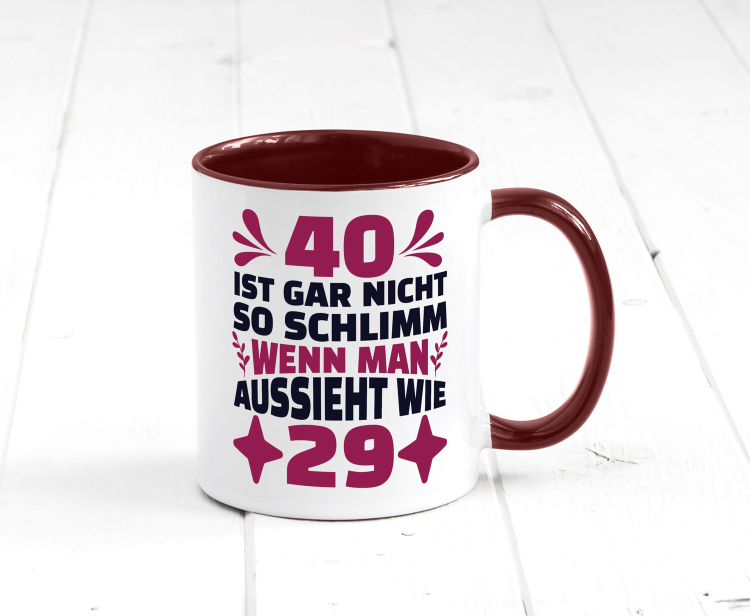 40 ist gar nicht schlimm | 40. Geburtstag Jung aussehen Geschenkidee Humor Tasse