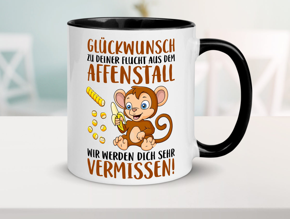 Glückwunsch zur Flucht | Affenstall Arbeitskollegen Geschenk Arbeit Kollegen Tasse