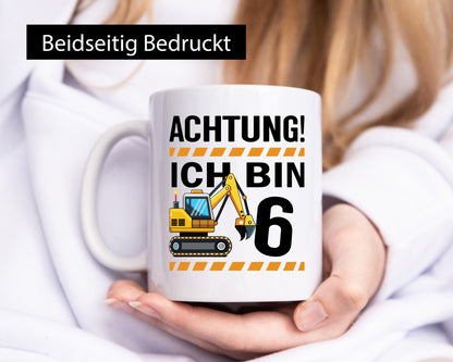 6 Geburtstag Ich bin | Bagger Junge Geschenk Geschenkidee lustiger Spruch Tasse