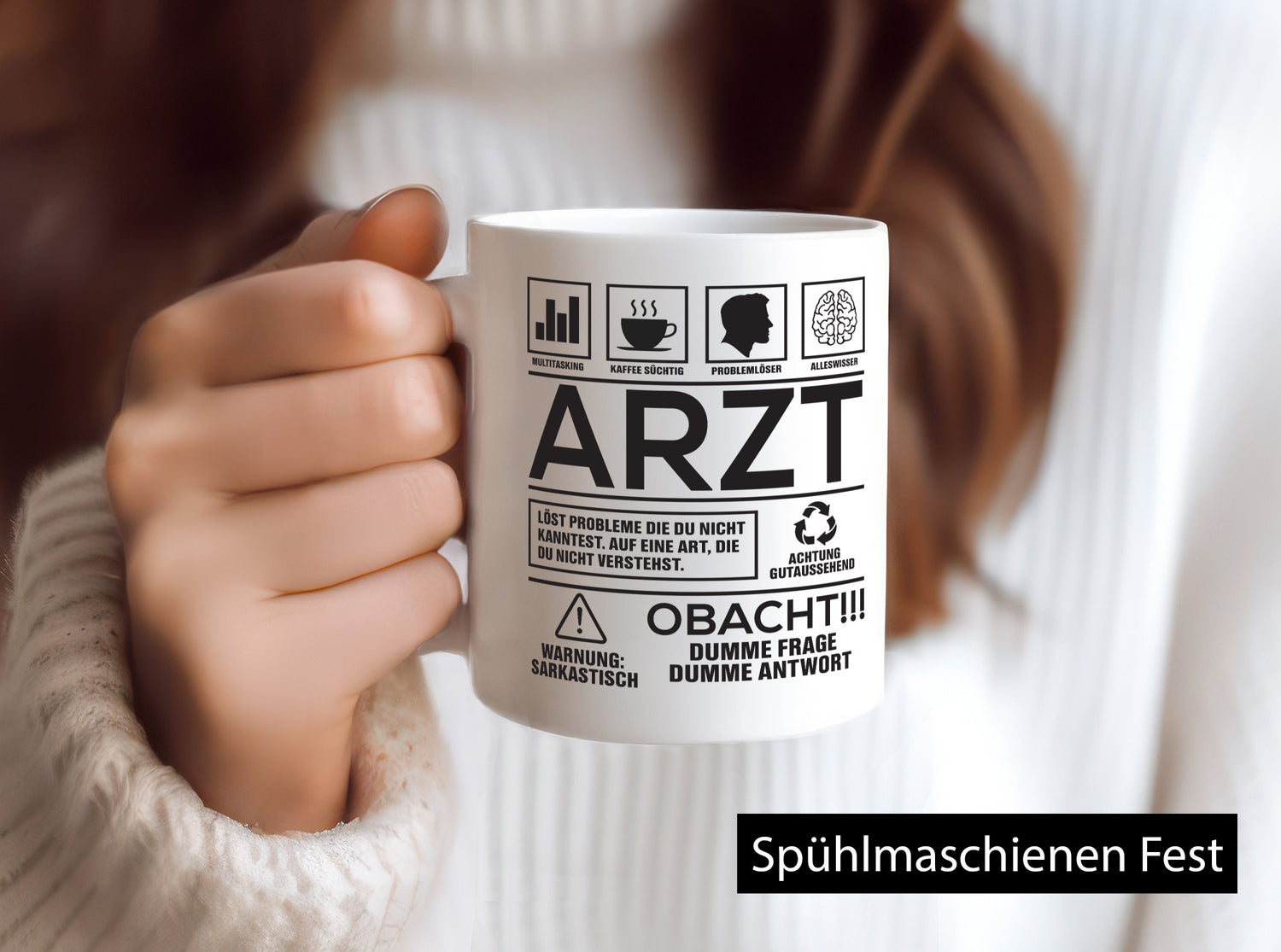 Achtung Probleme Arzt | Medizin Doktor Facharzt Geschenkidee Humor Tasse