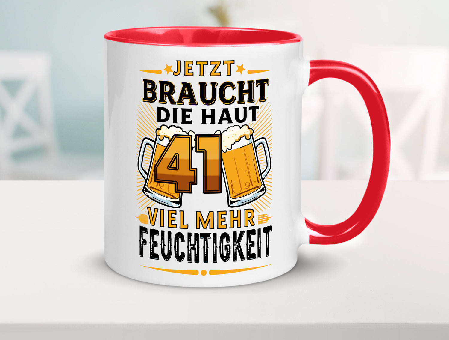 41 braucht die haut mehr Feuchtigkeit | 41. Geburtstag Geschenkidee Humor Tasse