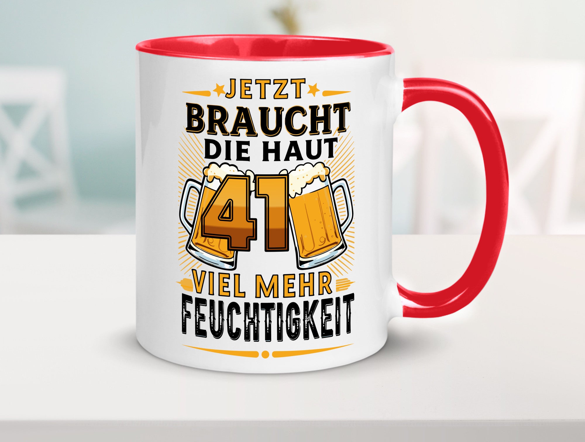 41 braucht die haut mehr Feuchtigkeit | 41. Geburtstag Geschenkidee Humor Tasse