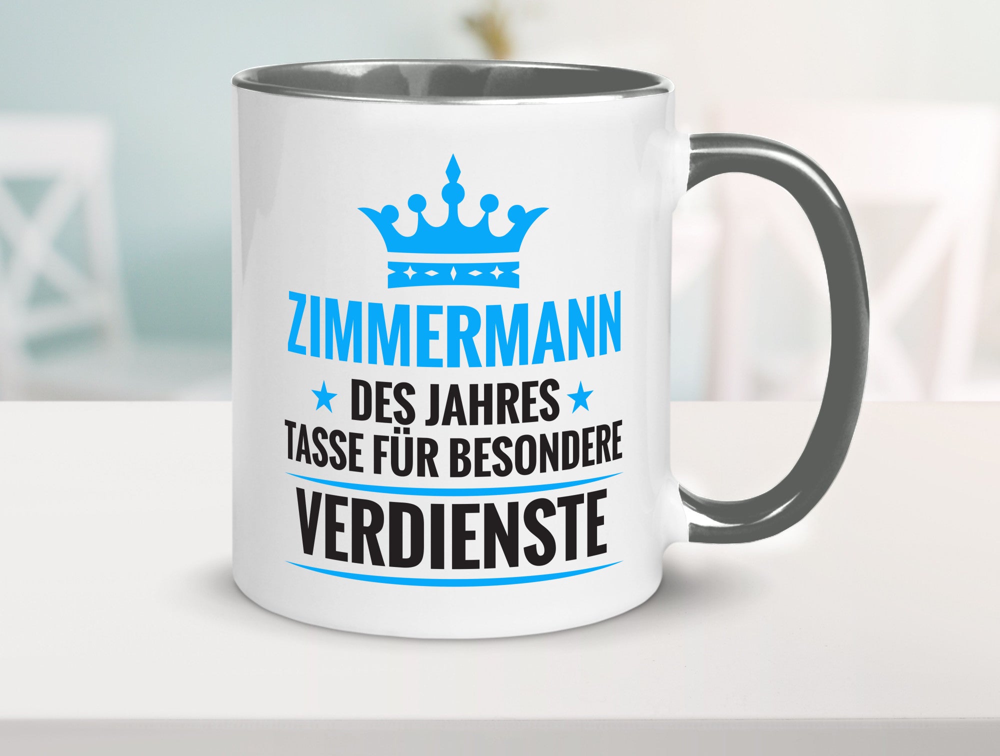 Besonderer Verdienst:Zimmermann | Handwerker Holzbau Humor Geschenkidee Tasse