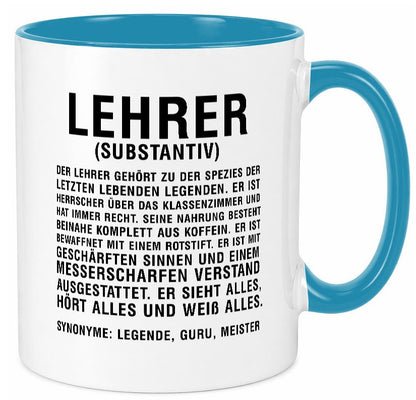 Lehrer | Definition Kollege Mitarbeiter Geschenkidee Arbeit Kollegen Büro Humor Tasse