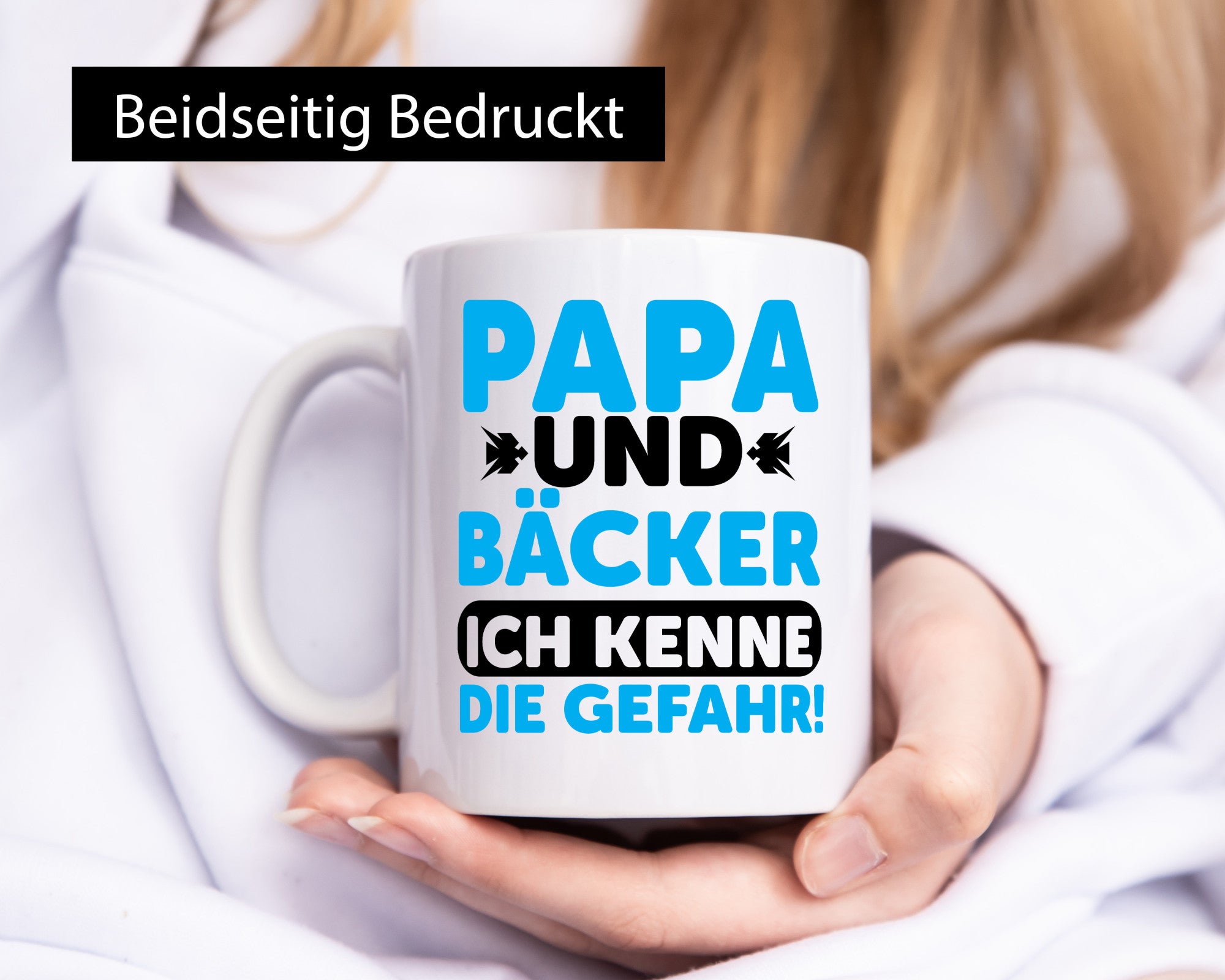 Papa und Bäcker ich kenne die Gefahr | Vatertag Geschenkidee Familie Humor Tasse