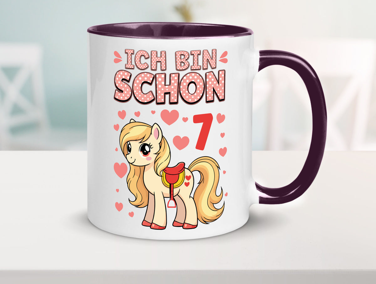 7. Geburtstag | 7 Jahre Mädchen Reiten Pony lustiger Spruch Geschenk Tasse
