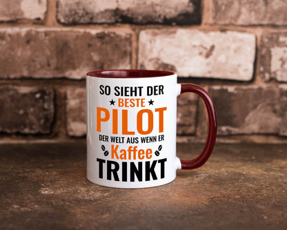 Kaffee trinkt: Pilot | Flugzeug Piloten lustiger Spruch Geschenk Humor