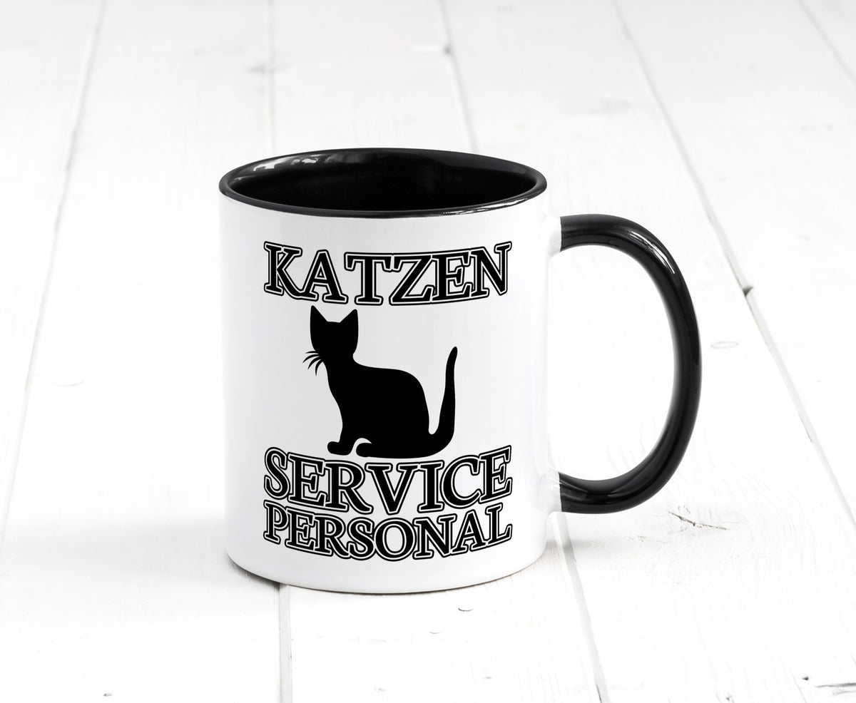 Katzen Service Personal | Katzenbesitzer Tasse Humor lustiger Spruch Geschenk