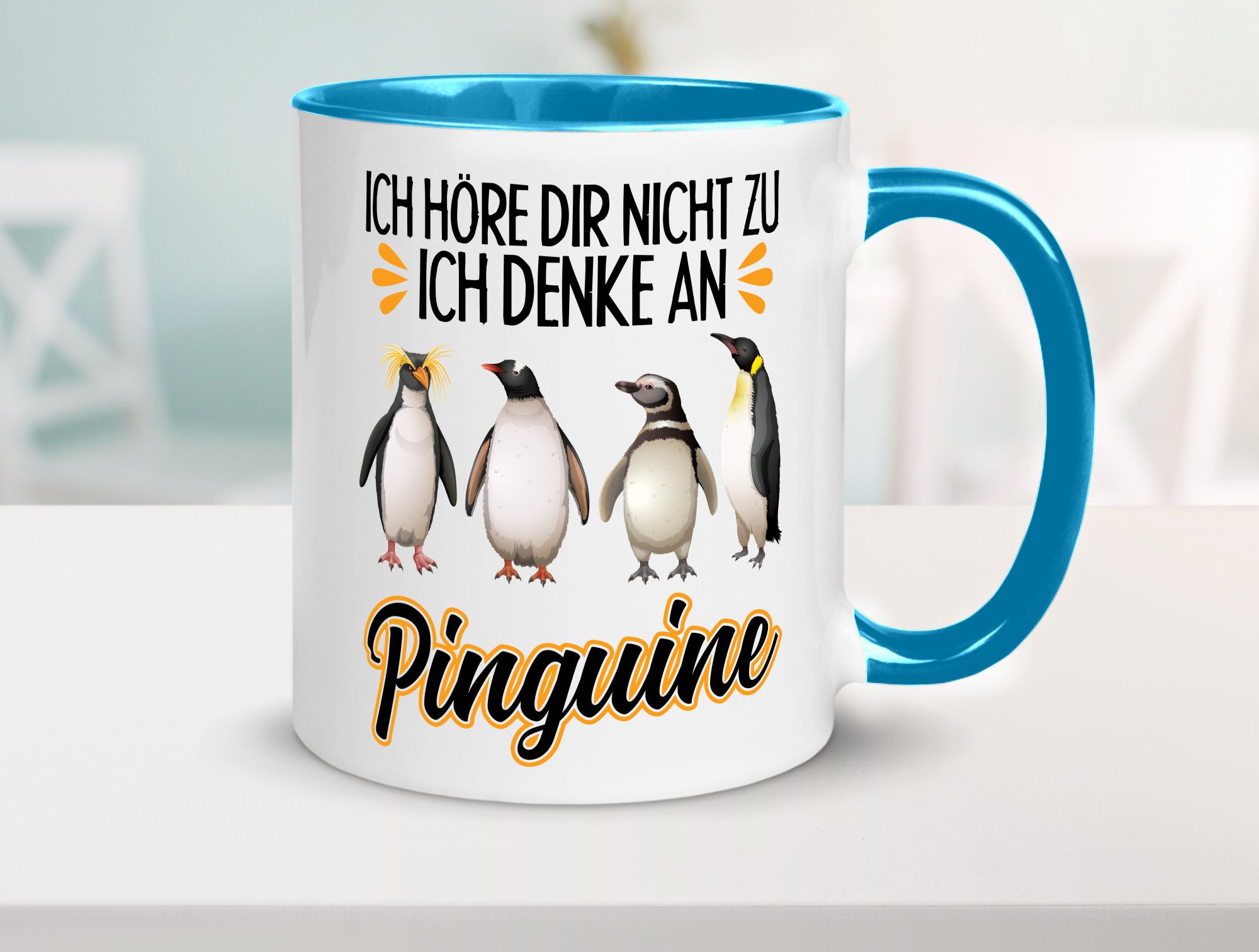 Ich denke an Pinguine Geschenkidee Humor Tasse
