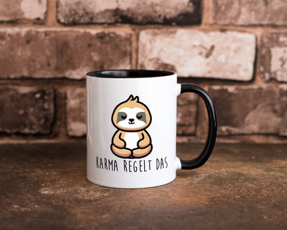 Karma regelt das | Yoga Faultier Meditation Chillen Geschenk Tierliebhaber Tasse