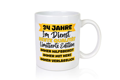 34 Jahre im Dienst | Jubiläum Arbeit v8 lustig Kollegen Büro Geschenk Tasse