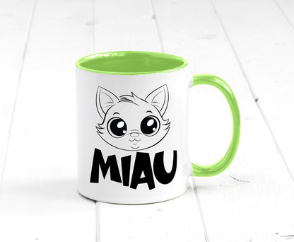 Miau | Katze Geschenkidee Tierliebhaber Humor Tasse