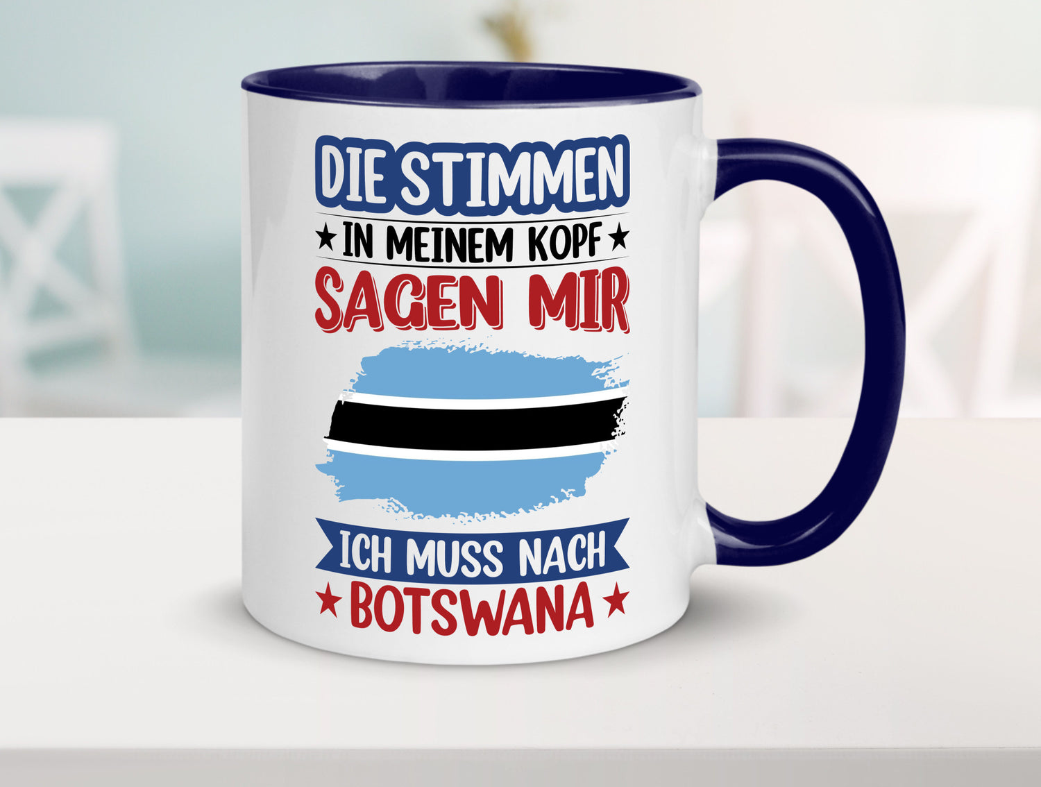 Botswana | Urlaub Stimmen in meinem Kopf Traumland Geschenkidee Humor Tasse