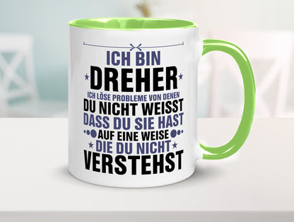 Löse Probleme: Dreher | Fräser lustiger Spruch Geschenk Humor Geschenkidee Tasse