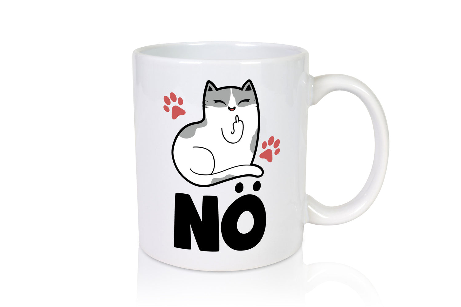 Nö mit Katze Geschenk Tierliebhaber Humor lustiger Spruch Tasse