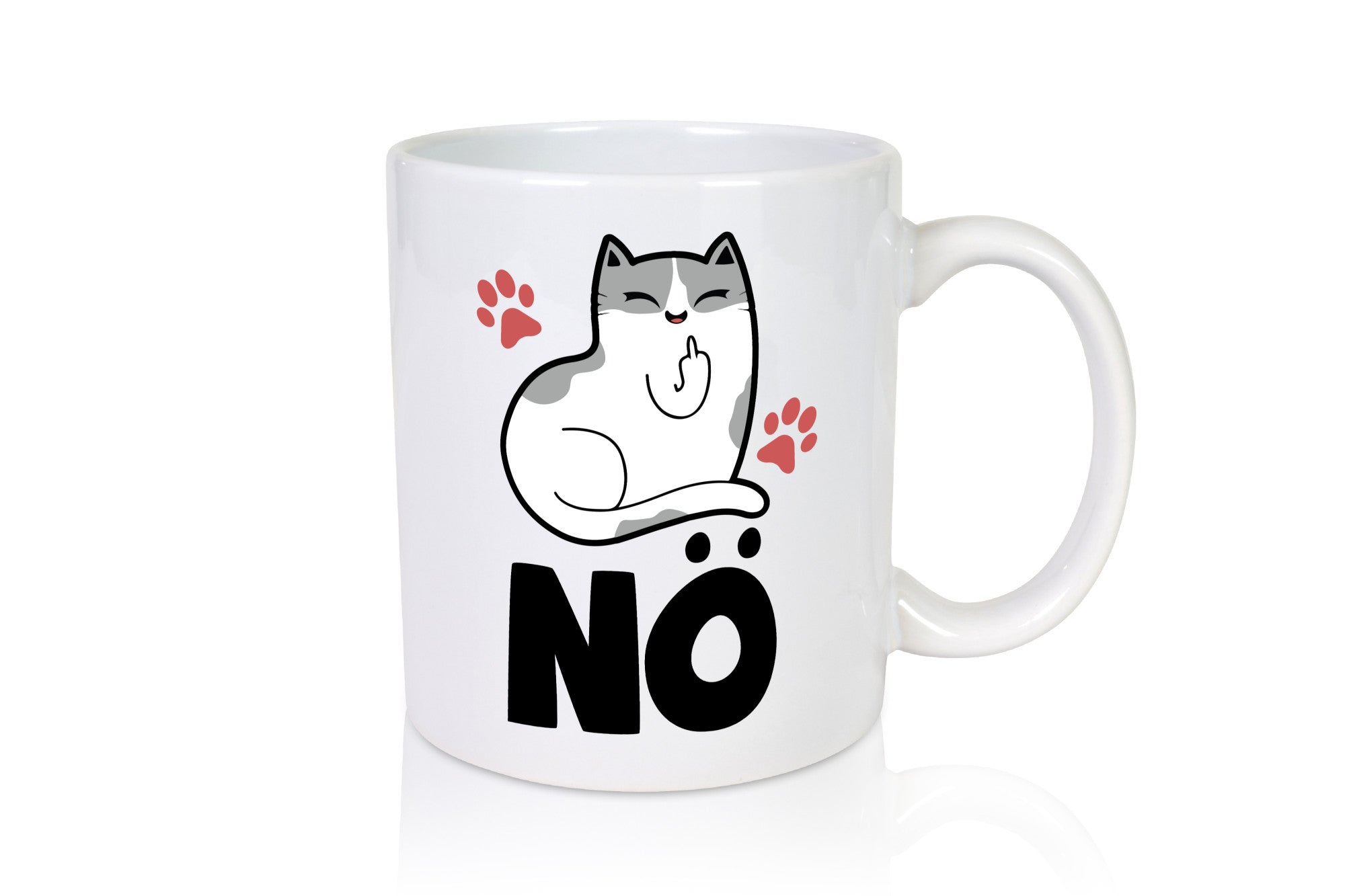 Nö mit Katze Geschenk Tierliebhaber Humor lustiger Spruch Tasse