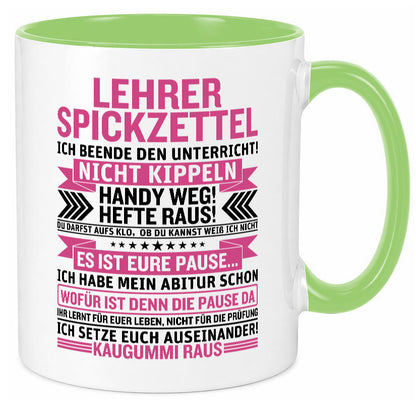 Lehrer Spickzettel | Beruf Tasse lustiger Spruch vl1 Geschenk Arbeit Kollegen