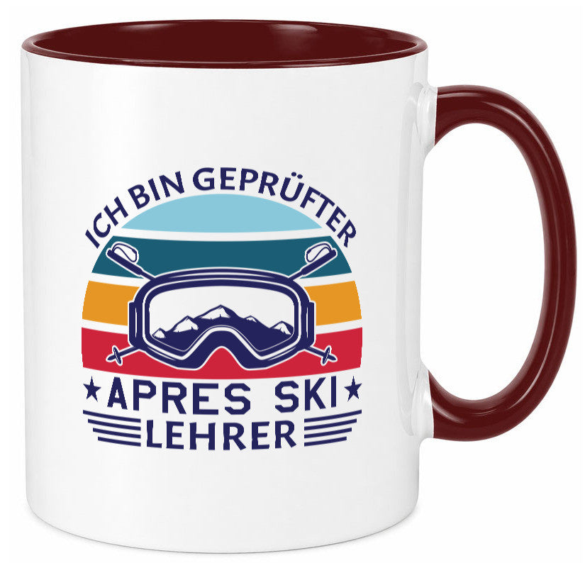 Geprüfter Apres Ski Lehrer | Ski-Brille Berge Ski-Stöck lustig Humor