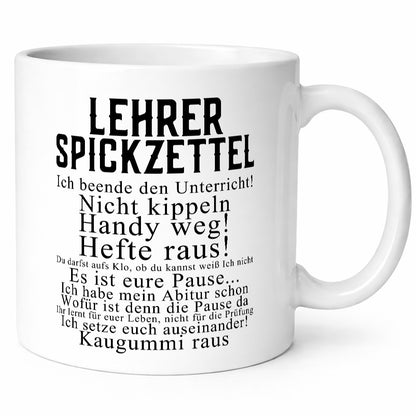 Lehrer Sprickzettel | Lehrerin Schule Geschenkidee Humor Tasse
