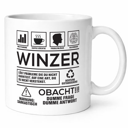 Achtung Probleme Winzer | Weinbauer Wein Geschenkidee Humor Tasse