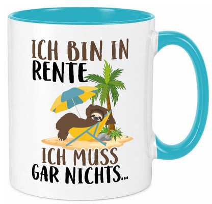 Ich bin in Rente | Faultier Rentner Ruhestand Geschenk Jubiläum lustiger Spruch Tasse