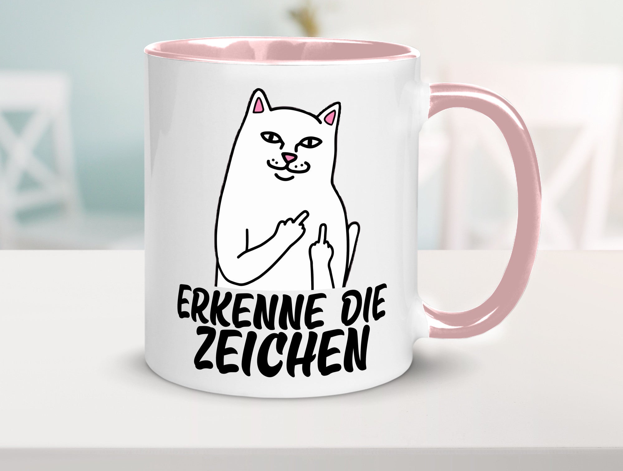 Erkenne die Zeichen | Katze Schatten Mittelfinger Geschenk Tierliebhaber Humor