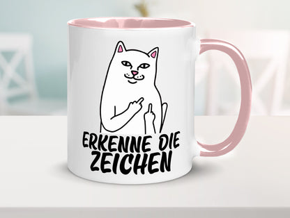 Erkenne die Zeichen | Katze Schatten Mittelfinger Geschenk Tierliebhaber Humor