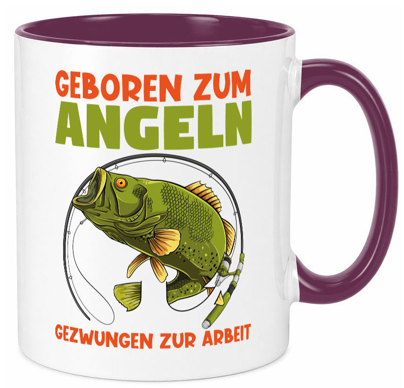 Geboren zum Angeln | Angler Tasse Fischer Spruch Humor Geschenkidee