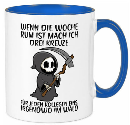Wenn die Woche rum ist | Sensenmann Kollegen Büro Job lustiger Spruch Geschenk Tasse