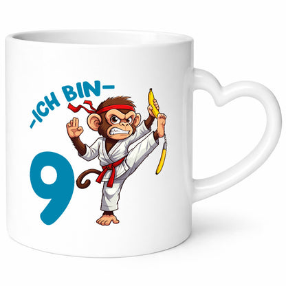 Ich bin 9 | 9. Geburtstag Karate Kampfsport Affe Geschenkidee Humor Tasse