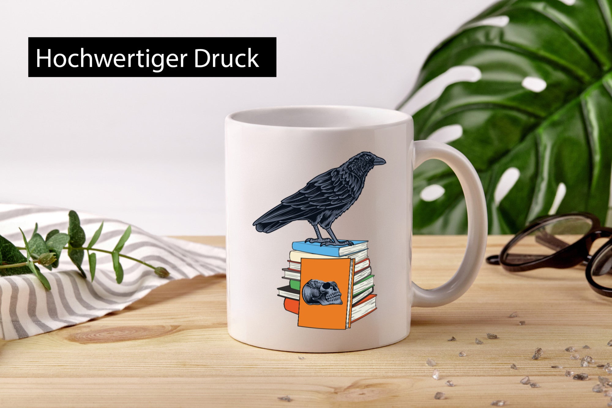 Rabe Motiv | Bücherwurm Tasse Bücher lesen lustig Humor Geschenkidee Geschenk