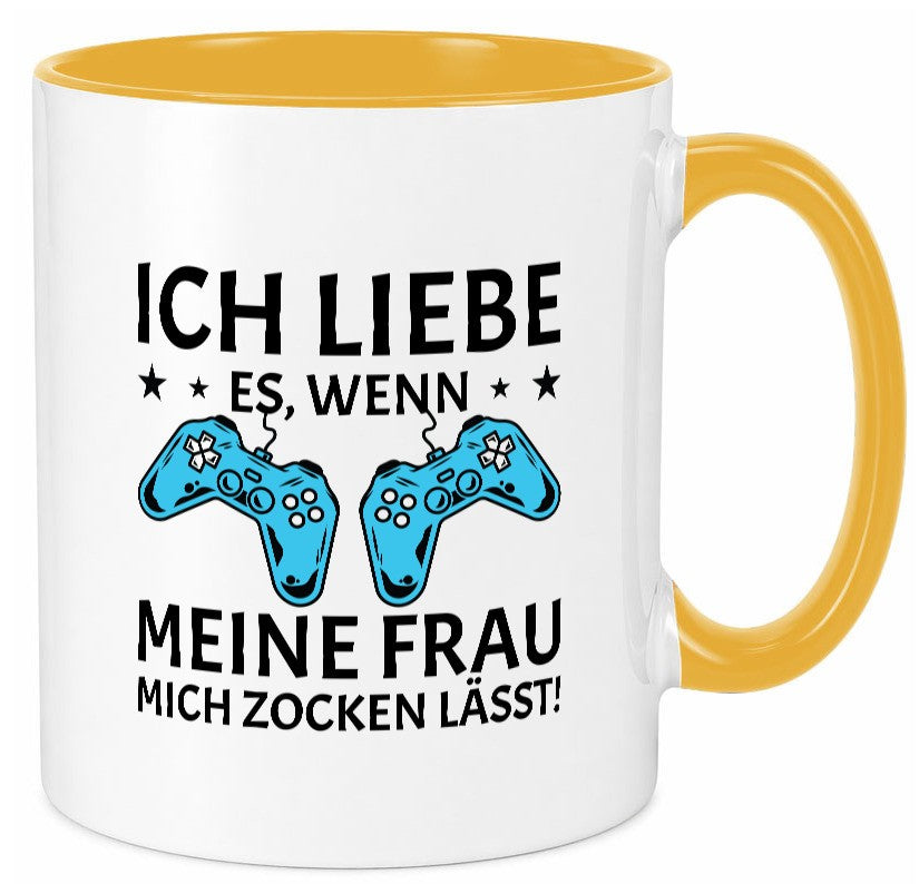 Ich liebe es zu zocken | Controller Sterne lustiger Spruch Geschenk Humor Tasse