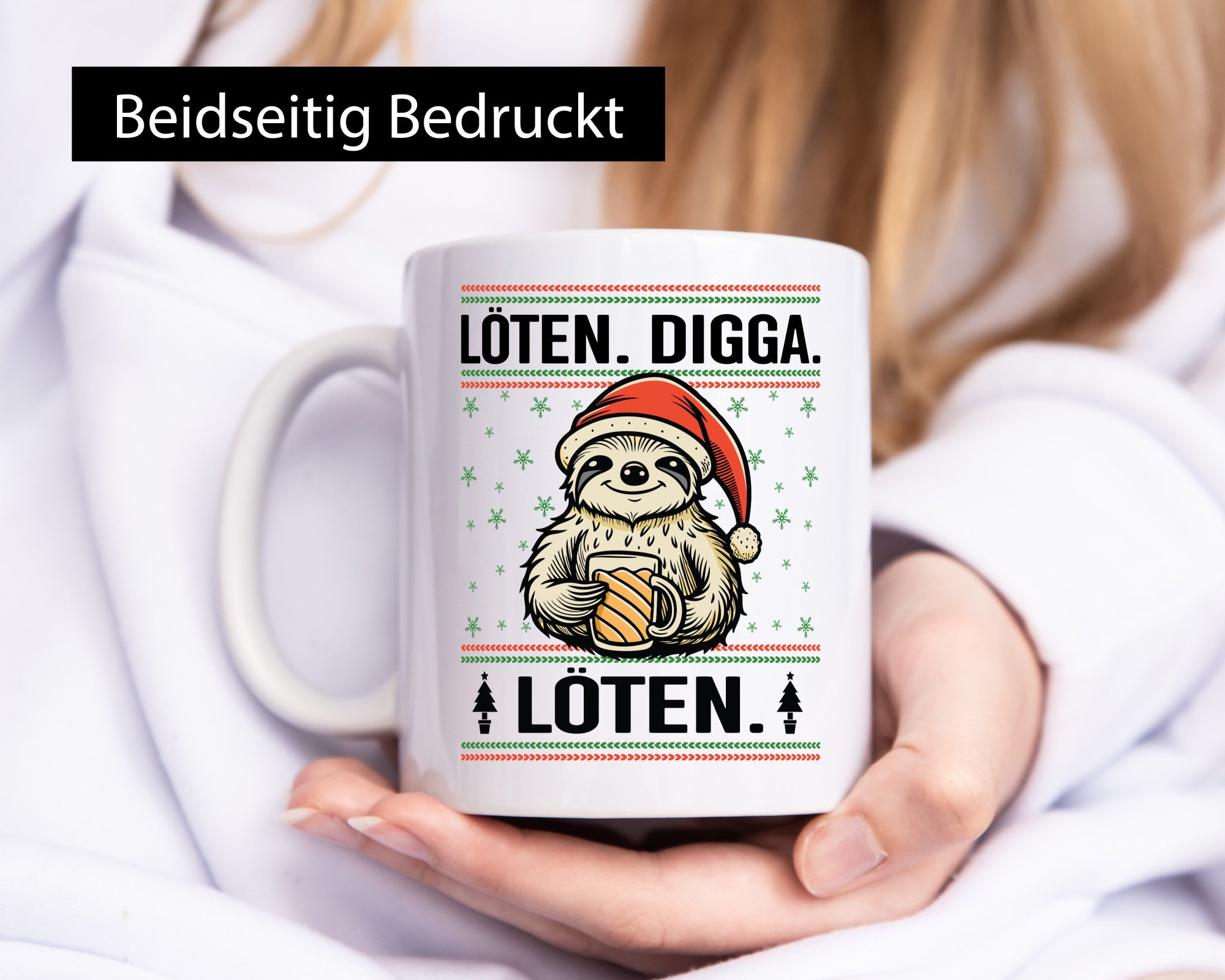 Löten Digga | Ugly Christmas Faultier mit Bier Humor Tierliebhaber Geschenkidee