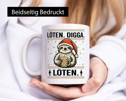 Löten Digga | Ugly Christmas Faultier mit Bier Humor Tierliebhaber Geschenkidee