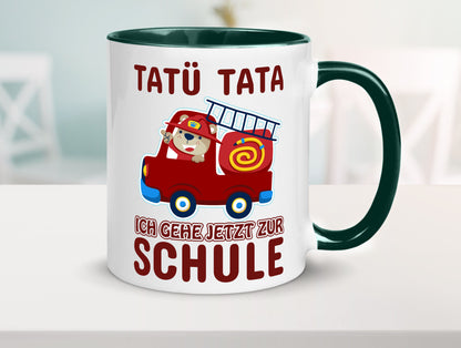 Bär in Feuerwehrauto | Tatü Tata Einschulung Tasse Humor Geschenkidee
