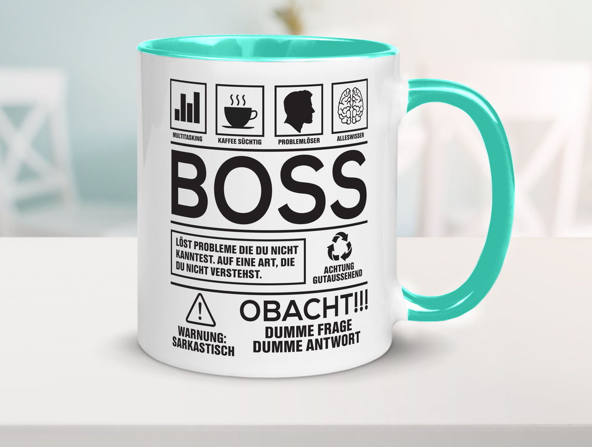 Achtung Probleme Boss | Führungskraft Vorgesetzter lustig Humor Geschenkidee Tasse