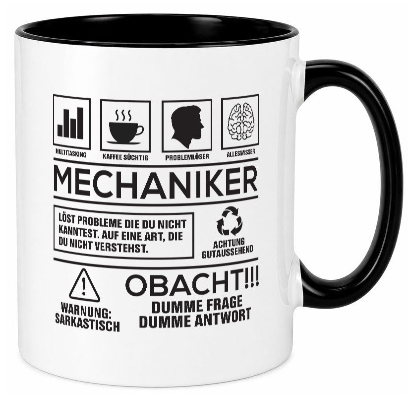Achtung Probleme Mechaniker | KFZ Werkstatt lustiger Spruch Geschenk Humor Tasse